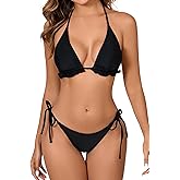 JOYBIK Women's Two Piece Sexy Bikini Swimsuit Triangle Halter Top with Tie Side Bottom String Bikini Sets