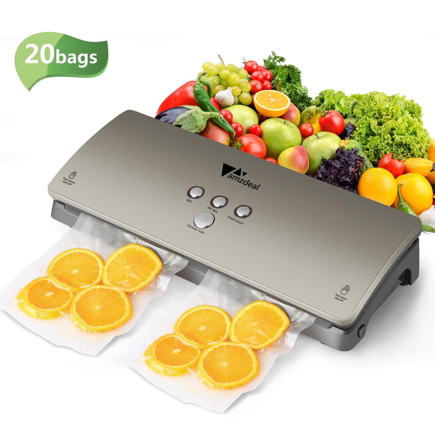 Amzdeal Vacuum Sealer Machine Food Vacuum Sealer With 20 Vacuum Storage