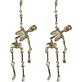 Seakuur Punk Halloween Skeleton Earrings Spooky Skull Skeleton Dangle Earrings for Women Costume Halloween Outfits Jewelry Accessories Gifts