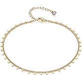 Fettero Anklet Bracelets for Women Gold Plated Dainty Waterproof Anklet Charm Bracelet Summer Beach Foot Jewelry