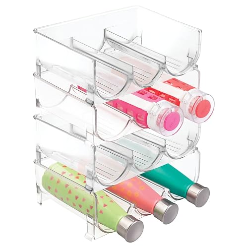 mDesign Plastic Free-Standing Stackable 3 Bottle Storage Holder Rack ...