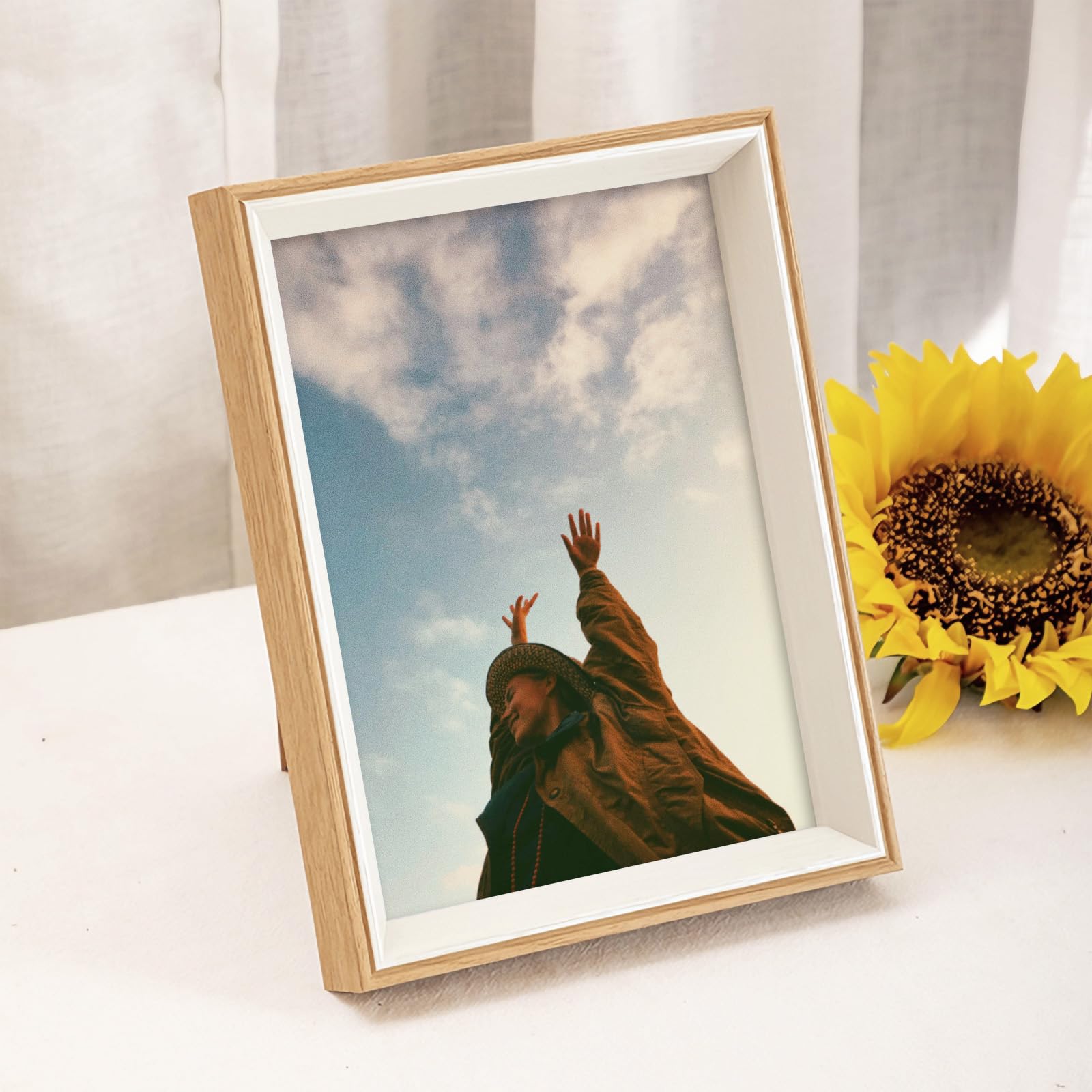 marysgift Photo Frames 10x8 Standing Rectangular Picture Frame for Table Elegant Classic Design Home Decor Frame Perfect for Gifting (Wood + White - 1102,10")