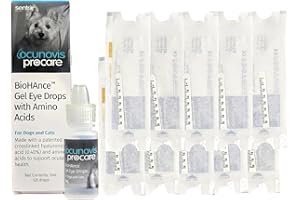 SAFRAN LIVING Dog + Cat Ocunovis Allergy Dry Eye Gel Drops Artificial Tears & Test Set - ProCare BioHance Ocular Dogs & Cats (5) mL Solution w/ Ten Schirmer Dry Eye Level Diagnostic Sterile Test Strips