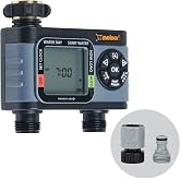 Melnor 65166AMZ HydroLogic Digital Hose Timer, 2-Zone Programmable Watering Timer, Quick Connect Bundle, Black, Grey