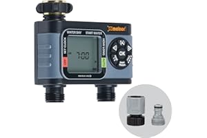 Melnor 65166AMZ HydroLogic Digital Hose Timer, 2-Zone Programmable Watering Timer, Quick Connect Bundle, Black, Grey