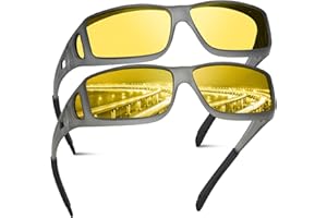 phikttu Night Vision Glasses Anti Glare Wrap-Around Driving Glasses for Men Women, HD Polarized for Night Rain Fog