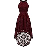 Dressystar Women Halter Lace Wedding Guest Dress Hi-Lo Cocktail Party Bridesmaid Formal Dresses