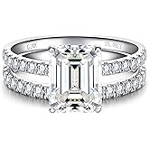 CADYNO Solid 14K White Gold/Yellow Gold (3CT Center Stone) Moissanite Bridal Ring Set, Real Gold | D Color and FL-VVS1 Moissanite | Wedding Anniversary Ring Set