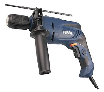 FERM PDM1052 13mm Impact Drill, 800W, Keyless Chuck, Variable Speed Control, Soft Grip, Blue