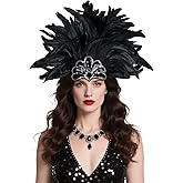UQJE Women's Feather Headpiece Carnival Feather Headdress Showgirl Headpiece Plume Glitter Headdress Halloween