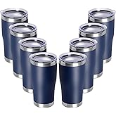DOMICARE 20oz Tumbler with Lid Stainless Steel Tumblers Bulk, Double Wall Vacuum Insulated Coffee Travel Mug Powder Coated Tumbler, 8 Count (Pack of 1) Navy