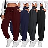 Sweetyweee 4 Pack Women's Plus Size Sweatpants Drawstring Loose Fit Joggers Comfy Casual Athletic Yoga Pants with Pockets