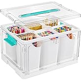 Vtopmart 24 QT Clear Plastic Craft Organizer with 6 Detachable Inserts, Art Supply and Tool Storage Box for Craft, Crayon,Pencils,1 Pack