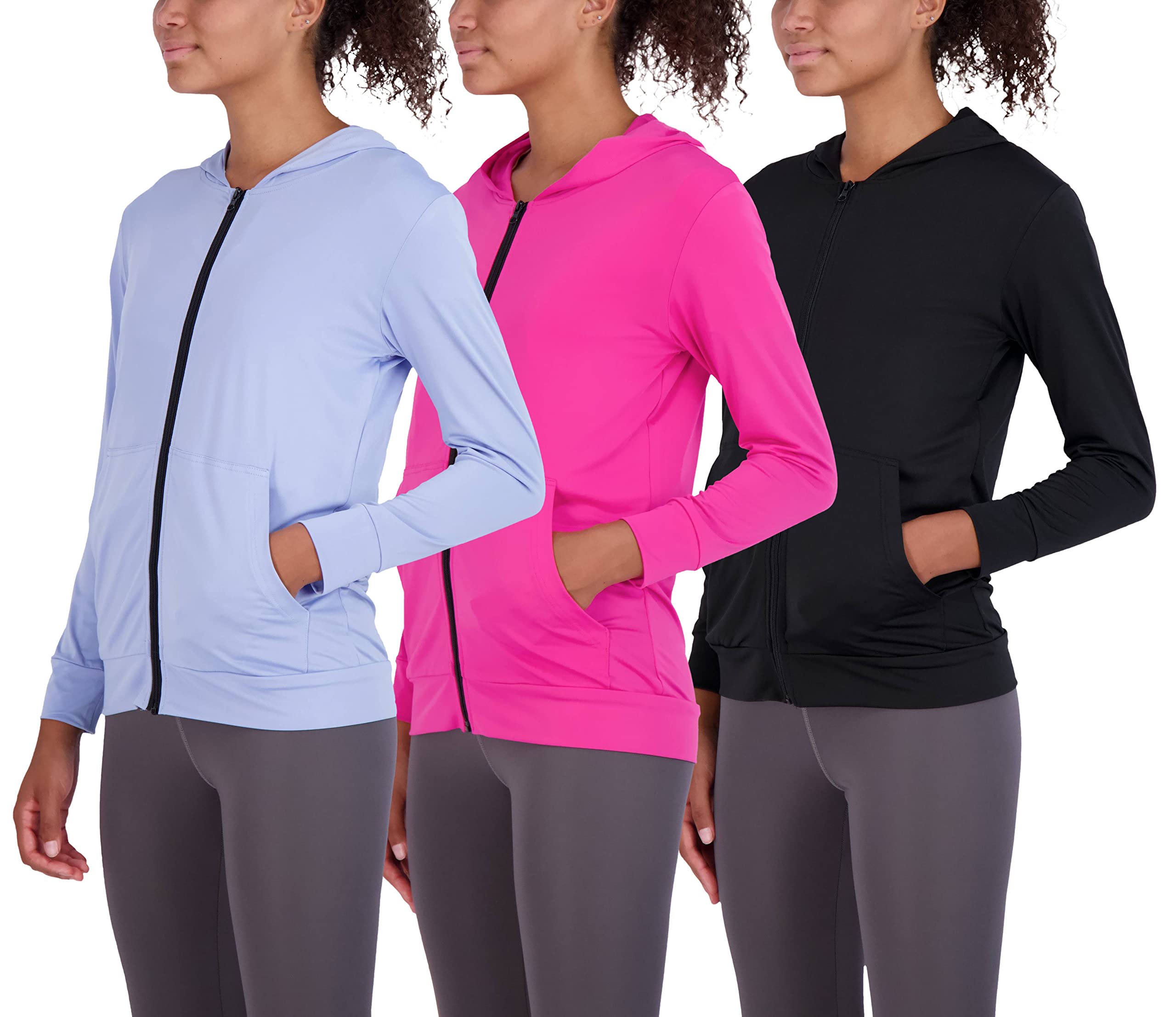 Breathable Active Drawstring Zip-Up Hoodie Jacket