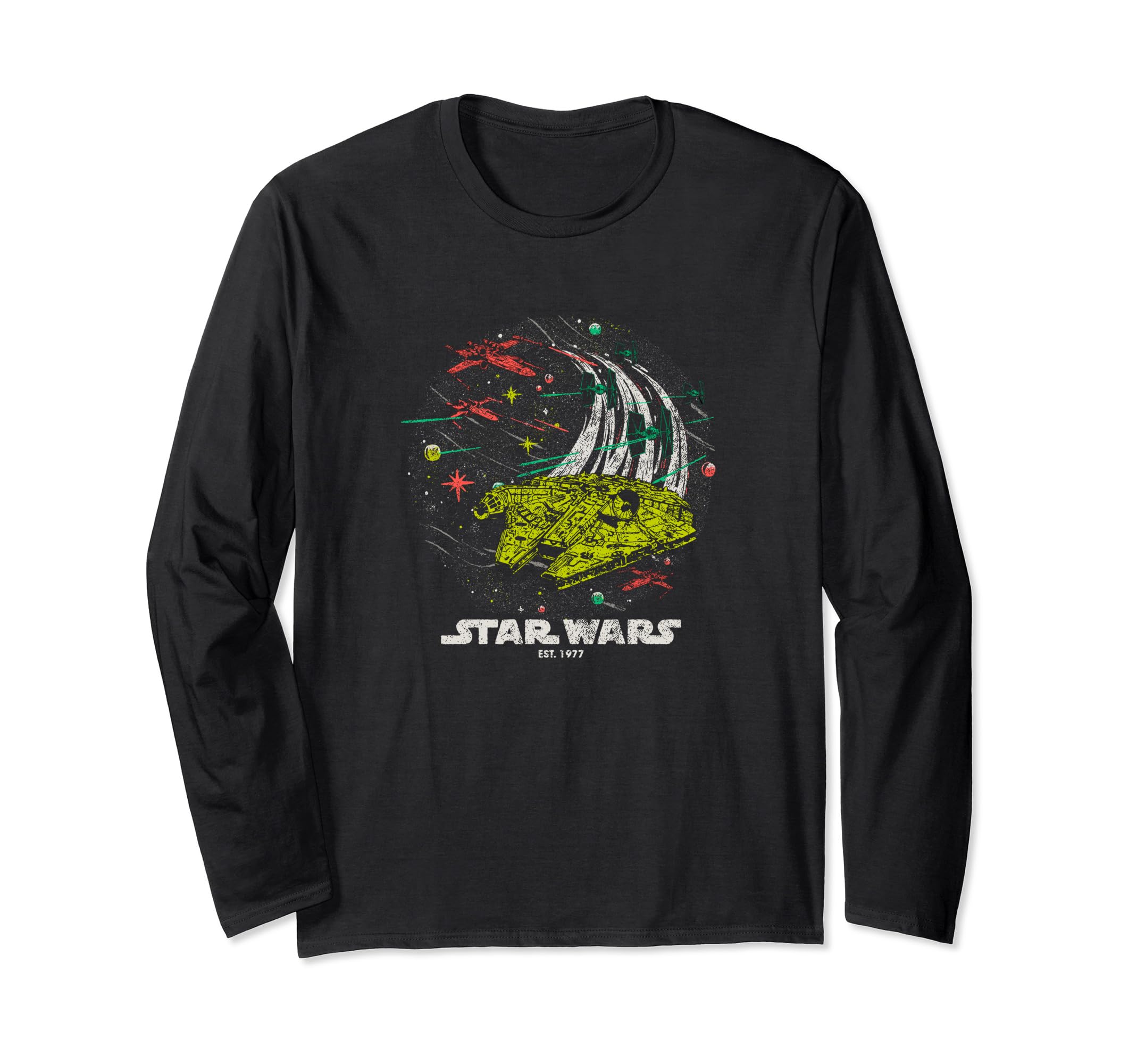 Star Wars Millennium Falcon Vintage Space Fight Long Sleeve T-Shirt