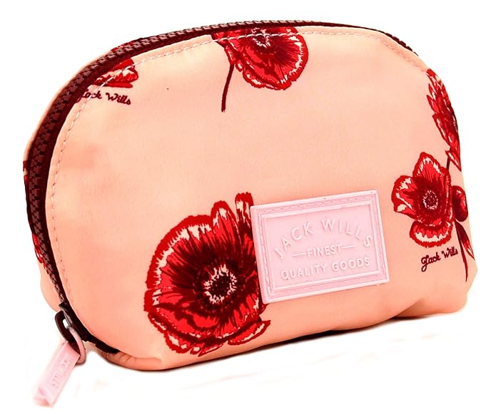 Jack Wills Mini Ziptop Cosmetic/Wash Bag Travel Pouch 'Holt' in Pink