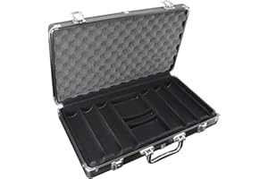 Poker Chip Case Empty – 300 Capacity Aluminum Alloy Storage Box | Matte Black Rounded Corner Carry Case, Full Protection Chip