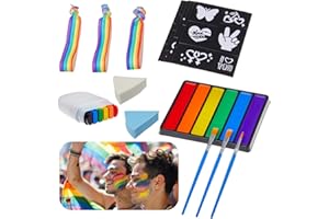 Creamify Pride Face Paint Kit - 6 Color Rainbow Face Body Paint with Pride Makeup Stick, Stencil Stickers, and Pride Bracelet - Perfect for Gay Pride Parade, Pride Month Celebrations and Party