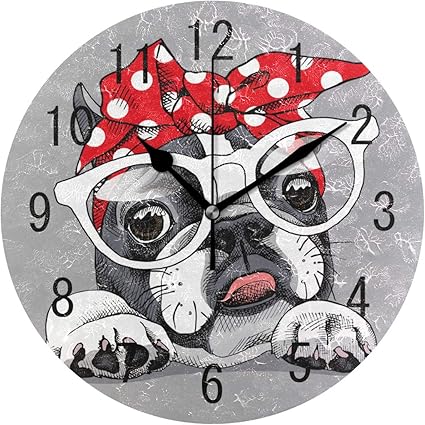 Use7 Horloge Murale Ronde En Acrylique Avec Bouledogue Francais Humoristique Et Silencieuse Pour Salon Cuisine Chambre A Coucher Amazon Fr Cuisine Maison