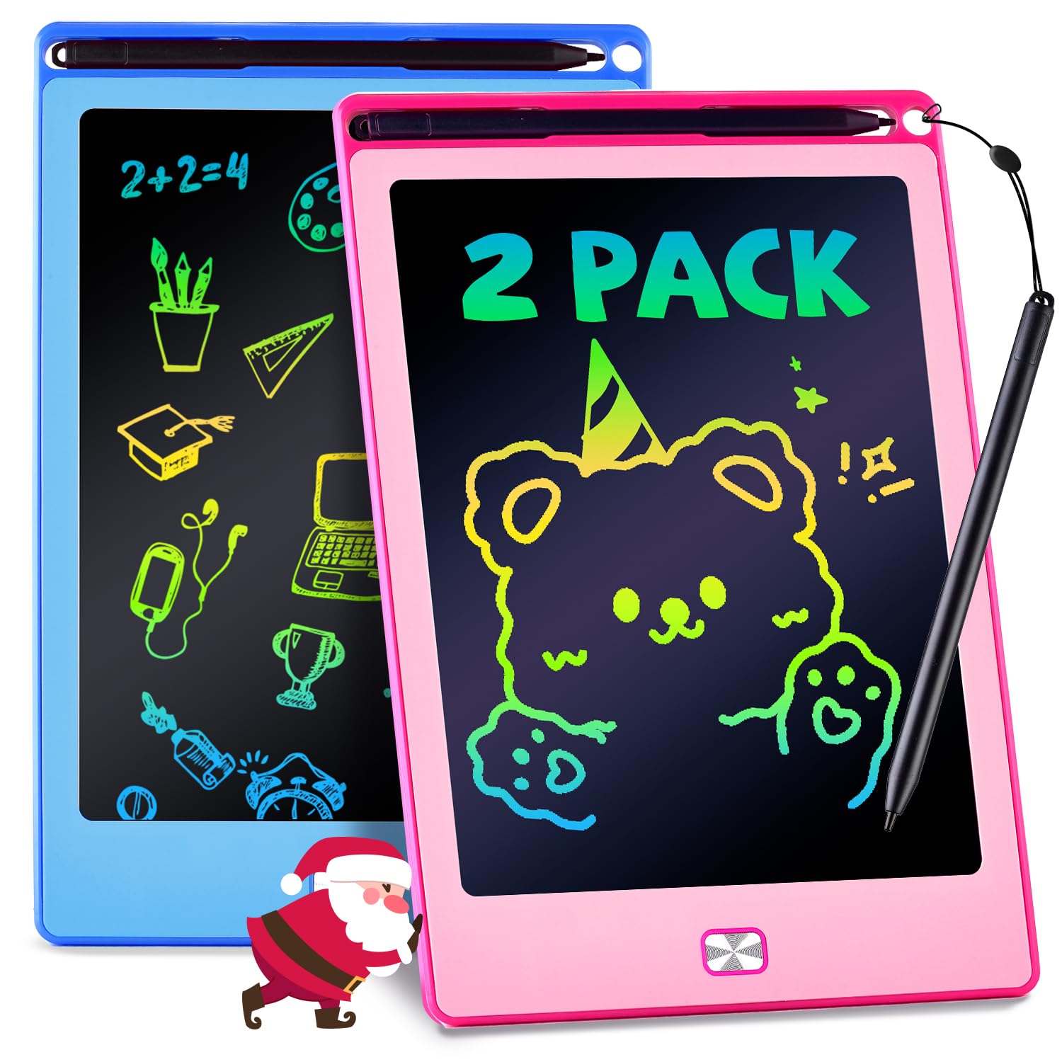 POPERFUN 2 Pack LCD Writing Tablet for Kids, 8.5 Inch Drawing Tablet for Kids Travel Games Activity,Toddlers Toys Learning Board Toys Christmas Stocking Fillers Birthday Gifts for Kid Blue&Pink