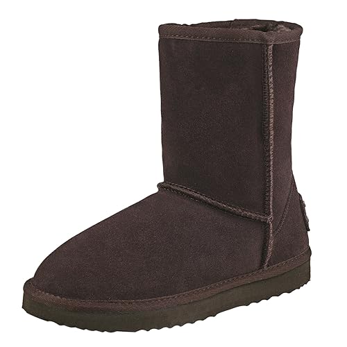Shenduo Damen Wasserdicht Schlupfstiefel Halbschaft Leder Winter Boots D5125