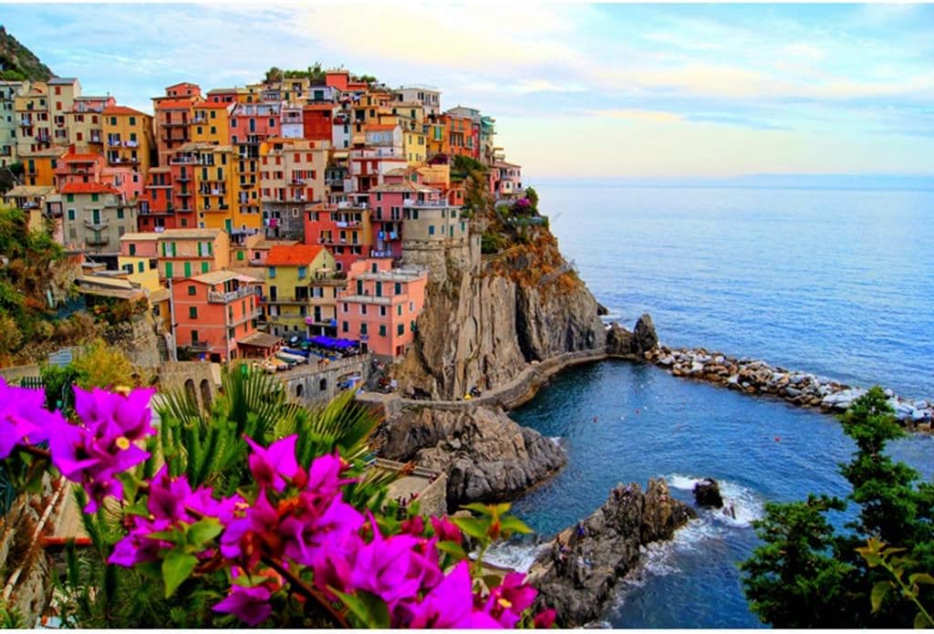 Jigsaw Puzzle 5000 Pieces of Cinque Terre Spring Scenery Puzzle Children's Adult Educational Toys Wooden Gift Puzzle (Color : A, Size : 3000 Pieces)