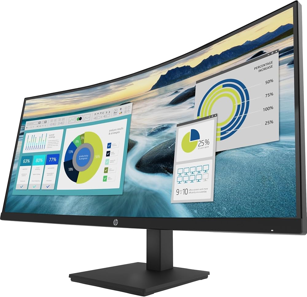 HP P34HC G4 34" WQHD Curved LED LCD Monitor 3440x1440 100Hz HDMI DP USB-C