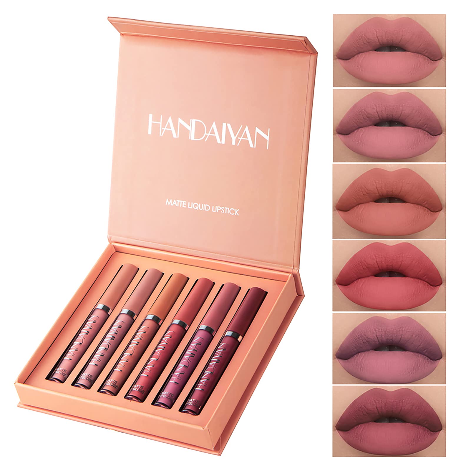6PCS Matte Liquid Lipstick Makeup Set Matte liquid Long-Lasting and Waterproof Wear Non-Stick Cup Lip Gloss Great Choice and Gift for Woman Girls (B)