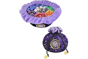 ANZOME DND Dice Bags with Pockets Drawstring Dice Bag Dice Storage Bag Big Capacity Dice Velvet Pouch for RPG MTG Table Games, Capacity over 200 Dice (Purple)