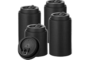 JOLLY CHEF 500 Pack Disposable Coffee Cup Lids, 3.6'' Black Plastic Lids for 10, 12, 16, 20 oz Paper Cups (90 mm)
