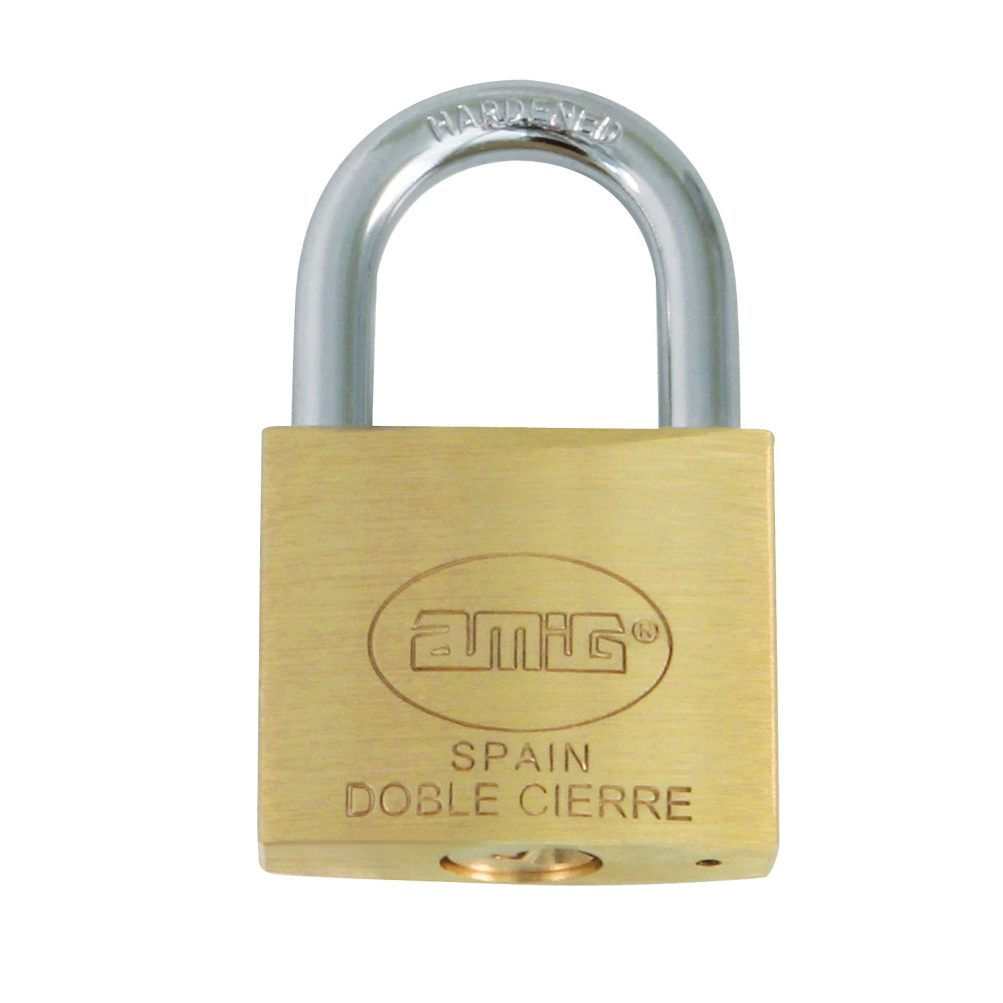 Amig - Security Padlock | Includes 2 Keys | Brass Body with Treated Steel Shackle | Ideal for Gym Lockers, Workshop Doors, Garages | Double Locking Mechanism | Width: 35 mm