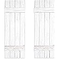 Ilyapa Wood Shutters Wall Decor - Farmhouse Style Weathered White Barn Door Shutters for Interior Wall Art - American Family-Owned Business