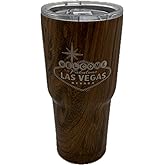 Las Vegas Woodgrain Design Collection Tumbler,Water Bottle, 16-20 fl oz, Stainless Steel (16 fl oz Tumbler)