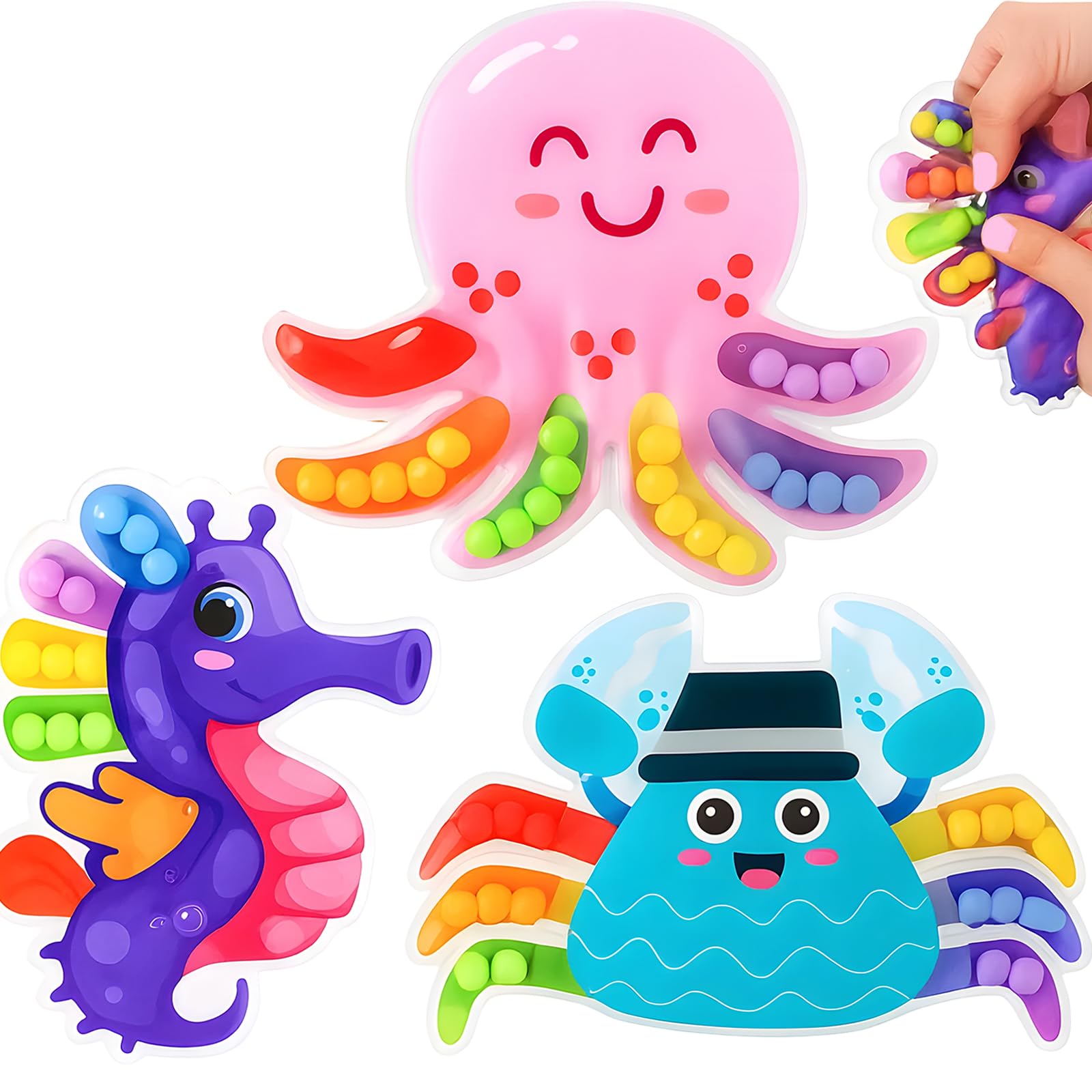 KAZGVN Colour Sorting Toys for Toddlers,Toddler Travel Toys,3 Pcs Cute Animals Sensory Toys for Fine Motor Skill Games Learning,Counting Training Preschool Learning Toddler Toys for 14+ Years Old