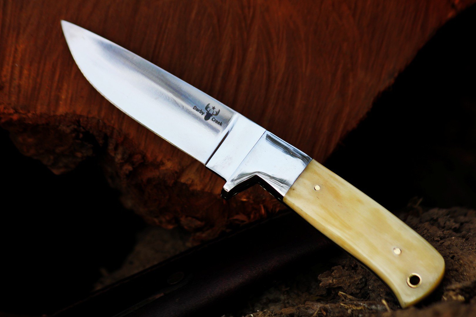 Darby Creek Knife Co. Handmade "White Bear" Custom Camel Bone & D2