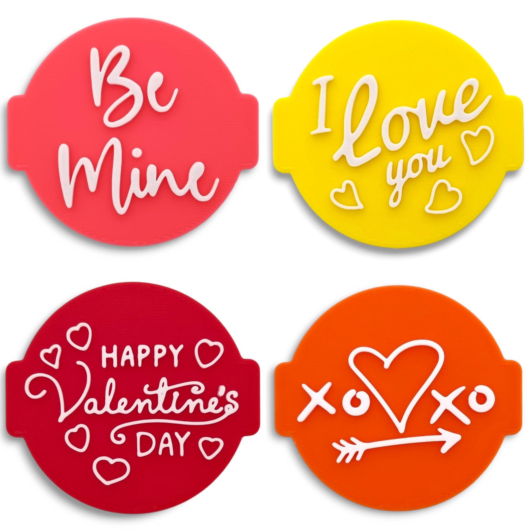 Happy Valentines Day (Set of 4 Stamps) Embosser Stamp for Fondant, Icing, Cupcake, Cake, Biscuits, Decoration