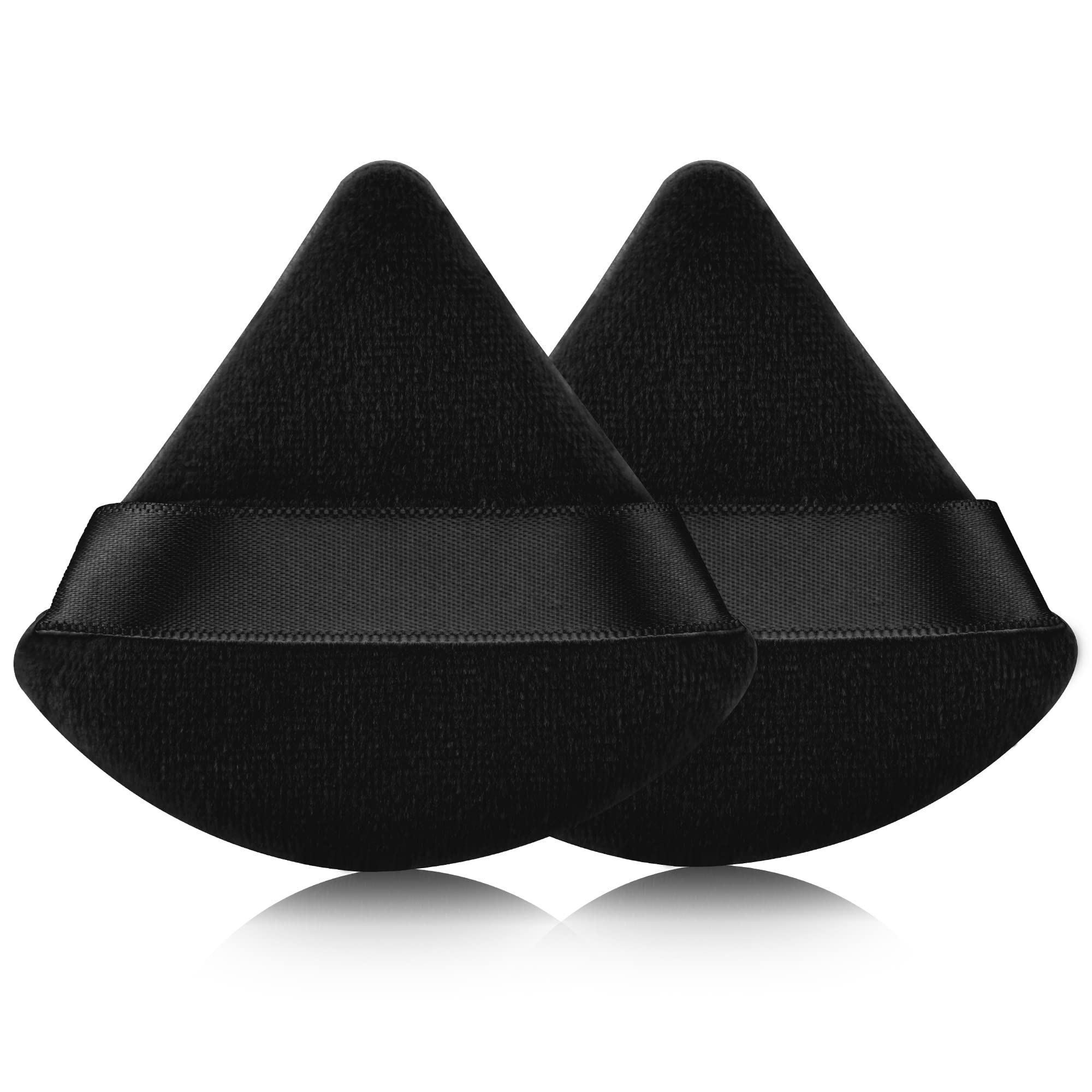 Photo 1 of 1 Pcs EVAOUXIU Triangle Powder Puff for Face Powder, Soft Plush Setting Powder Puff, Velour Cosmetic Foundation Blender Sponge Beauty Makeup Tools (Black)
