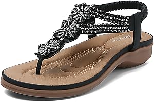 Littleplum Women Flat Sandals Dressy Sandal Summer Comfortable Slip-on Casual Beach Shoes Dress Bohemian Ankle Elastic Flats Sandals