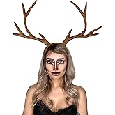IGMaryBox Deer Antlers Headband Adjustable Reindeer Antlers Moose Cosplay Horns Headpiece Christmas Halloween Holiday Accessories Deer Costume for Adult Kids Brown