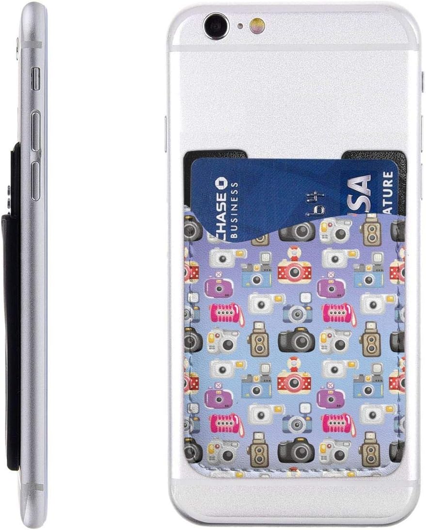 Camera Pattern Ultra Slim Phone Pocket ID Credit Card Holder Sleeves Pouch Compatible All Smartphones