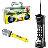 ONLYFU Inflatable Radio Boom Box Microphone 90s Mobile Phone Props 80s Party Decorations Hip Hop Theme Party Supplies