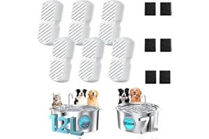 GROOKPET Dog Water Fountain Filters: 12 Dog Fountain Filters - Pet Water Fountain Filters Replacement - Including 6 Filters + 6 Sponges - Suitable for GROOKPET Dog Water Fountain for Large Dogs
