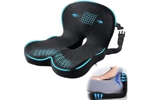 Mosxoed Seat Cushion for Truck Driver, Memory Foam Truck Seat Cushion with Adjustable Strap – Ergonomic Back Support & Sciatica Relief for Long Drives, Semi Truck Accessories, Dark Gray