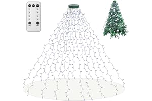 ANEEWAY Christmas String Lights for Tree, 400 LEDs Christmas Tree Lights with Memory Function & 8 Modes, 6.6FT x 16 Lines Fairy Lights with Remote Control & Timer for Christmas Tree Decorations - Cold White