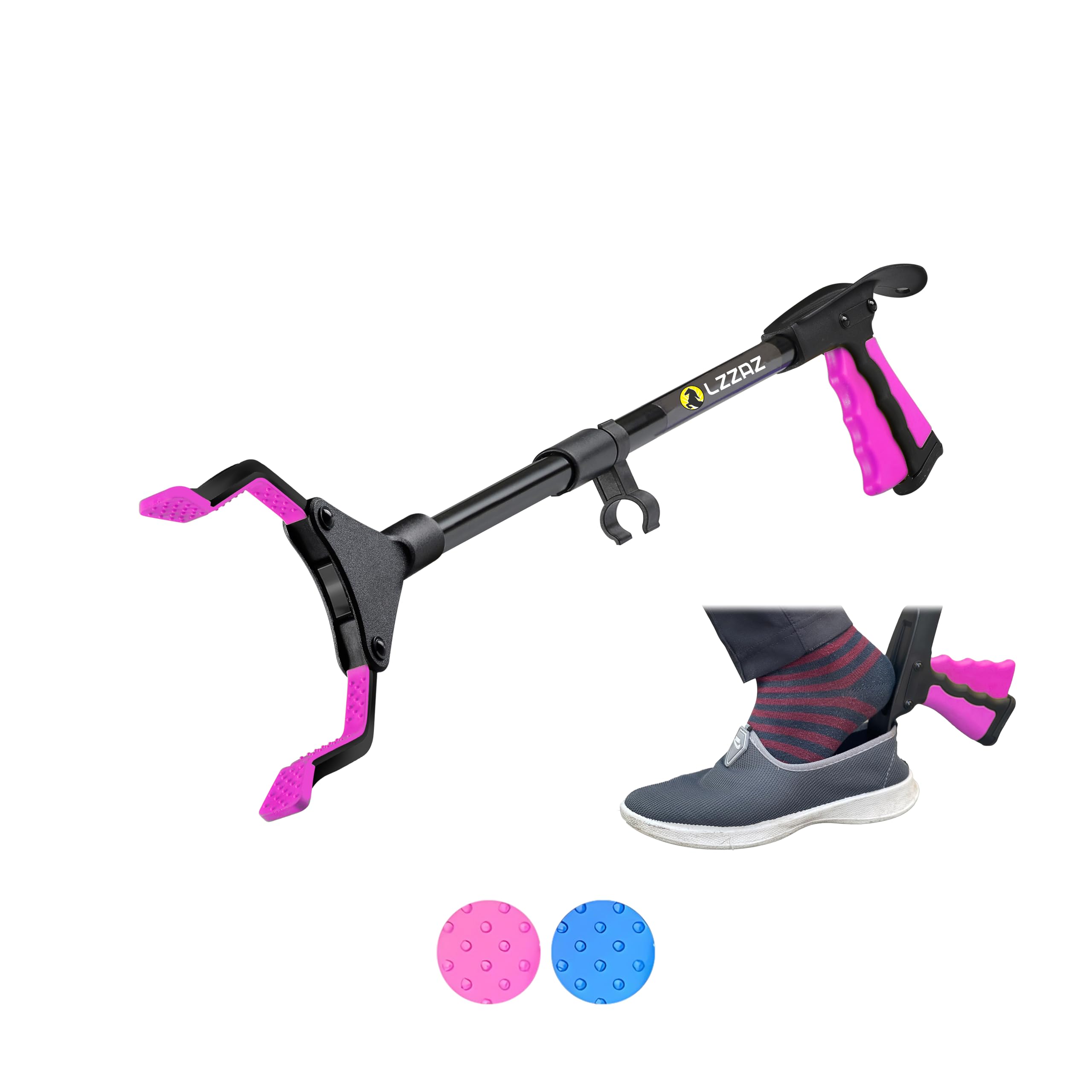 LZZAZ 24inches/61cm Small Litter Pickers for Children with Shoehorn, Versatile Reacher Grabber Stick for Disabled aids, Ideal for Mobility Aids, Disability Aids & Rubbish Picker Grabber(24" Pink)