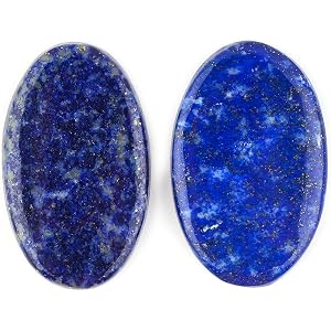 CRYSTALIS 2pcs Large Lapis Lazuli (40+mm) Cabochons Gemstone, Oval Shape, Loose Crystals, Wholesale Bulk, Jewelry Making Supp