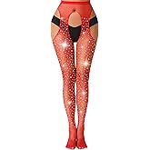 lmotpe Fishnet Stockings for Women Tights Rhinestone Women's Sparkly Stockings High Waist Fishnets
