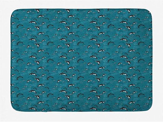 JHDF Alfombrilla de baño náutica Ballenas repetitivas Corales Rocas