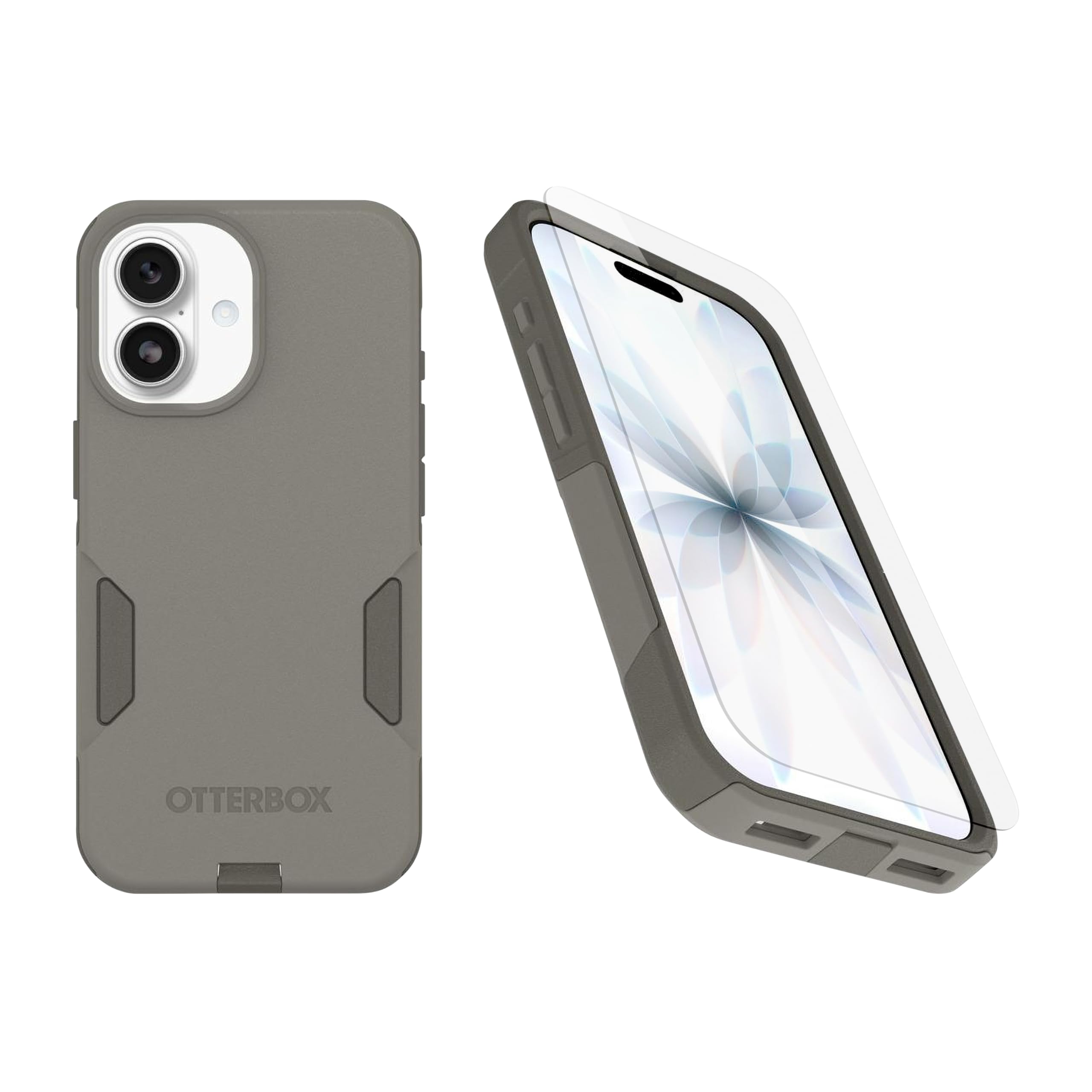 OtterBox iPhone 17 (Only) Bundle: Commuter Series MagSafe Case & Screen Protector - Grey Comfort (Beige) - Built-in Magnets - Thin & Protective - with Port Protection