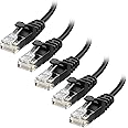 Cable Matters 10Gbps 5-Pack Snagless Short Cat6 Ultra Thin Ethernet Cable 3 ft (Thin Cat6 Cable) in Black